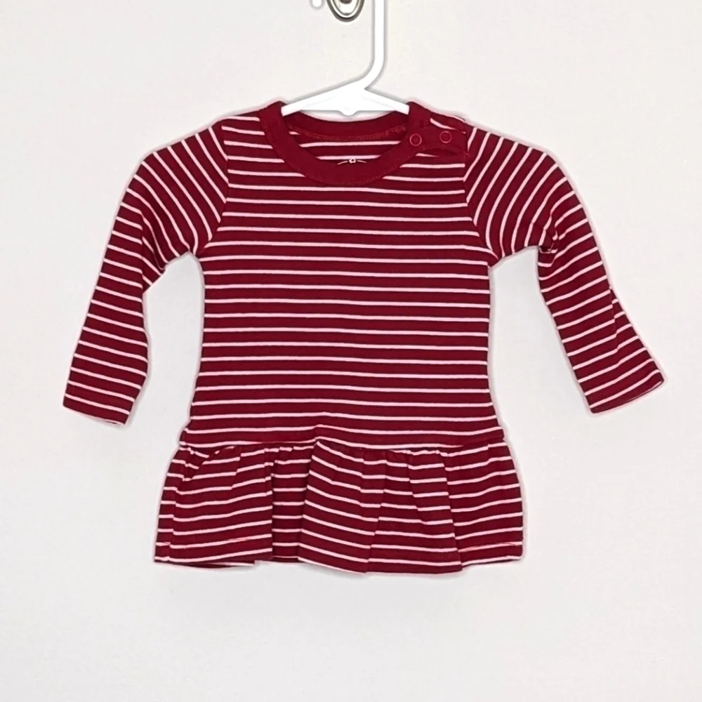 Hanna Andersson Moon and Back Red White Stripe Organic Cotton Dress 6m